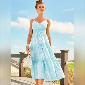 Lilly Pulitzer Aviry Embroidered Midi Dress Blue Size 8